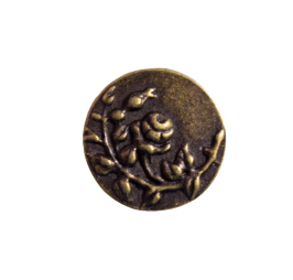 Metal Shank Button with Raised Floral Design