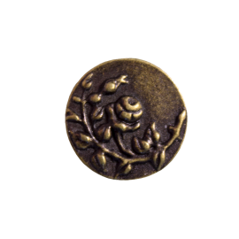 Metal Shank Button with Raised Floral Design